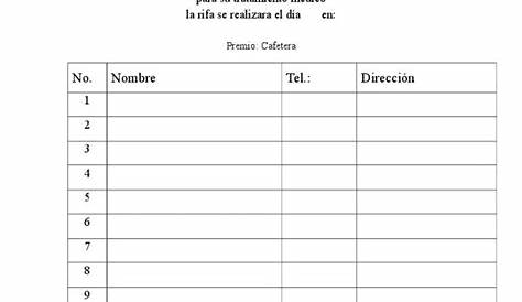 Plantilla Para Rifa 1000 Numeros - Lista Rifa (24 De Febrero De 2012