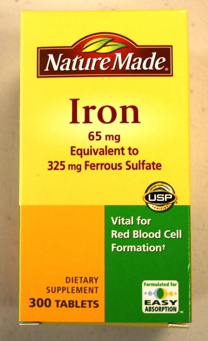Iron Ferrous Sulfate 65 mg 100 Tablets Mineral Products Supplements