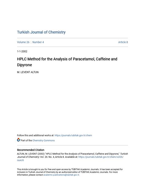 Paracetamol And Caffeine Hplc Method
