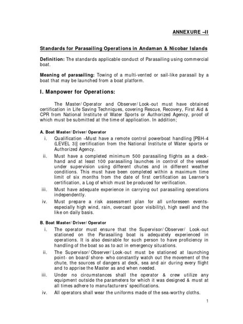 Parachute Guidelines