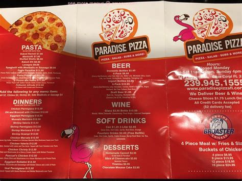 paradise pizza of cape coral menu