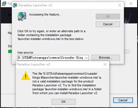 paradox launcher v2 install error