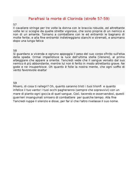 Famous Parafrasi Morte Di Clorinda Updated