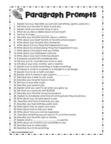 paragraph writing topics for class 5 with answers pdf
