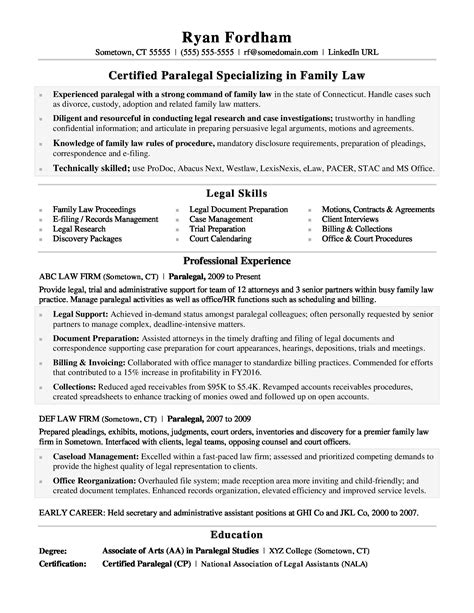 1 Paralegal Resume Templates Try Them Now MyPerfectResume