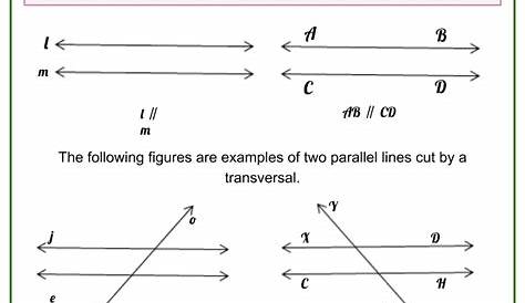 Parallel Lines Cut By A Transversal Worksheets 8Th Grade