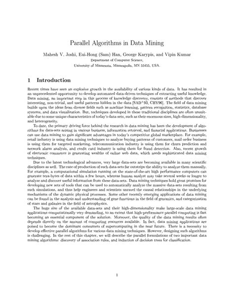 parallel algorithms in data mining