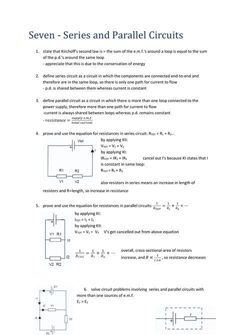 Parallel And Series Circuits Problems