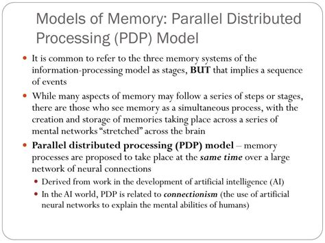 parallel distributed processing model of memory example