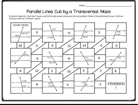 Parallel Lines Cut By A Transversal Maze