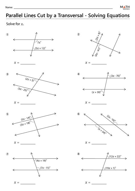 Parallel Lines Cut By A Transversal Worksheet Doc