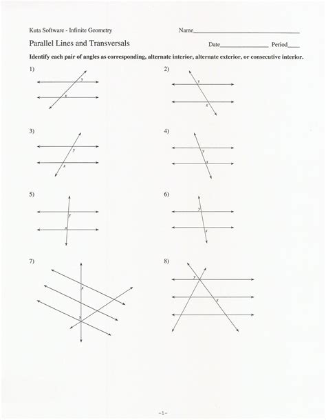 parallel lines proofs worksheet with answers