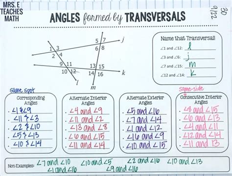 Parallel Lines Transversals And Angles Worksheet Answers