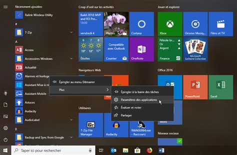 Paramètres Windows 10