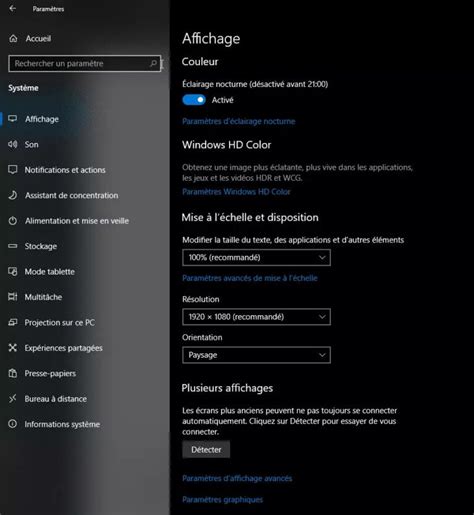 paramètres Windows 10