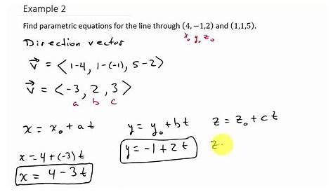 Finding Parametric Equations Passing Through Two Points