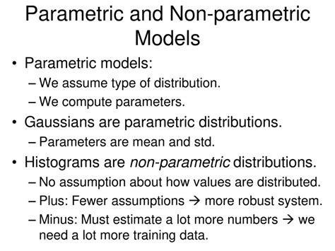 parametric and non parametric models with examples