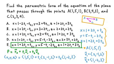 parametric equation of a plane given 3 points