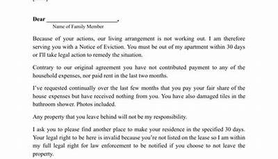 Parent Sample Eviction Letter To Family Member
