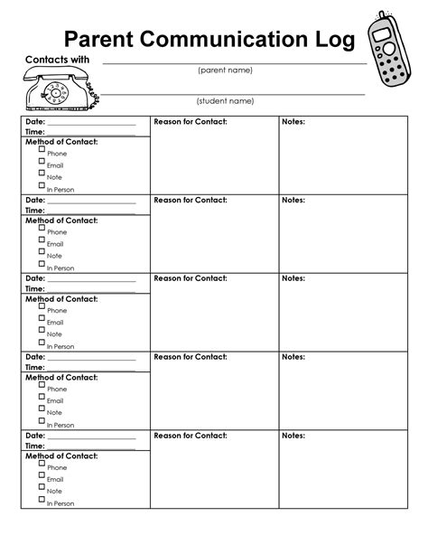 26 Printable Parent Contact Logs (Word Excel PDF) ᐅ