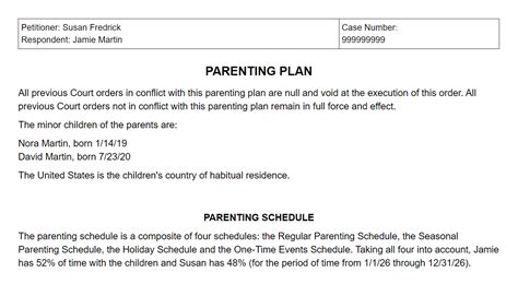 9+ Parenting Plan Templates Sample Templates