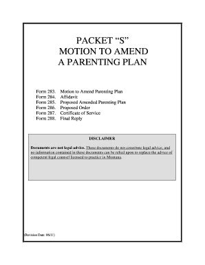 Montana Parenting Plan US Legal Forms