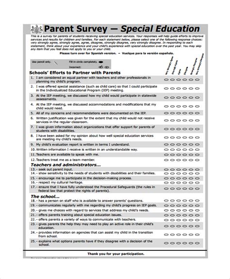 FREE 13+ Sample Parent Survey Templates in PDF MS Word