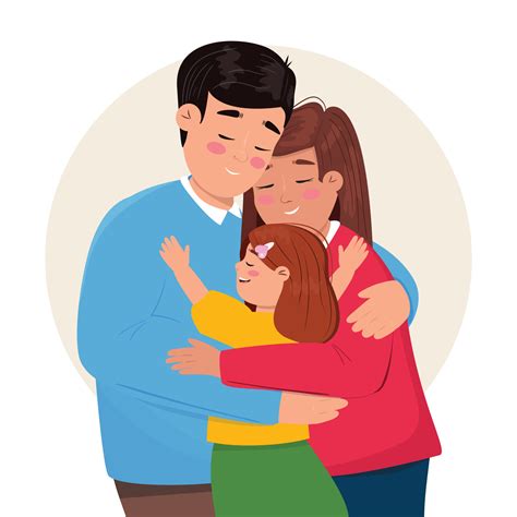 parents and children hugging drawing