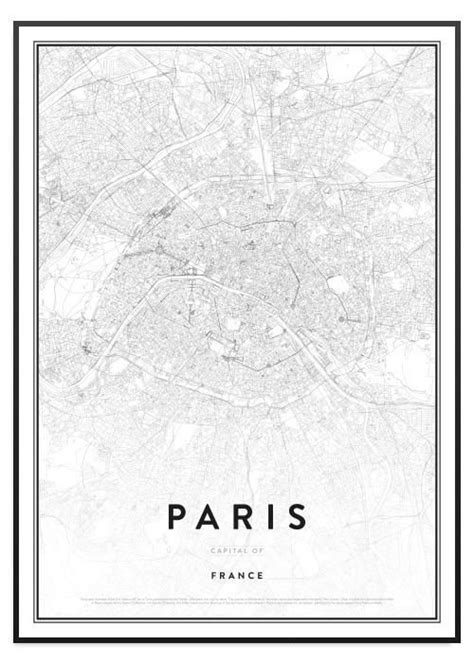 Poster Store Paris karta tavla Map, Ramar, Paris
