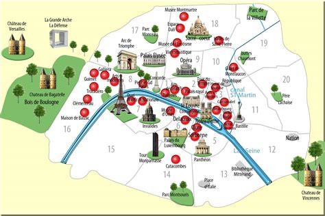 Carte des monuments de Paris » Vacances Arts Guides Voyages