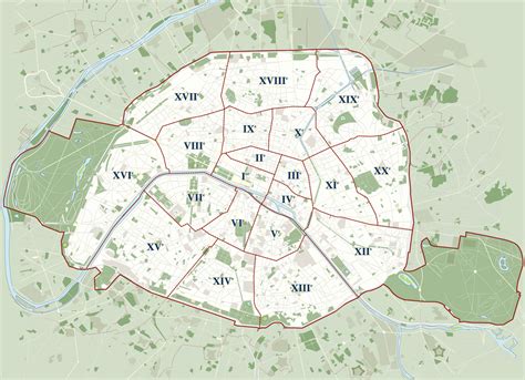 Carte de Paris par arrondissement Arts et Voyages