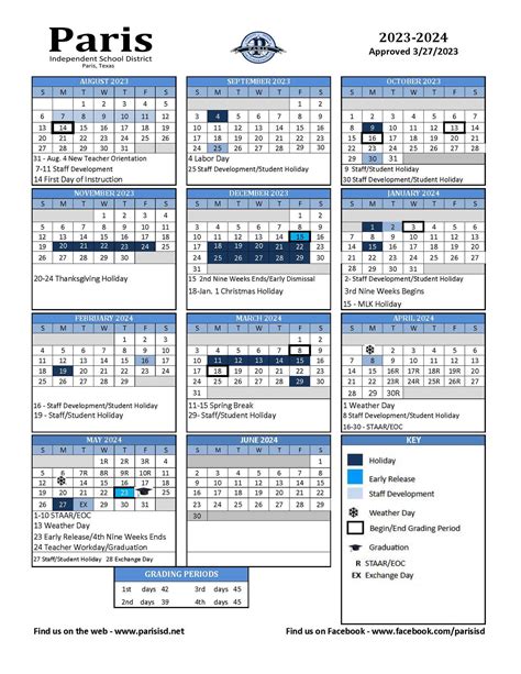 Paris Isd Calendar 2023-2024