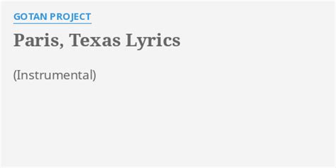 paris texas lyrics meaning