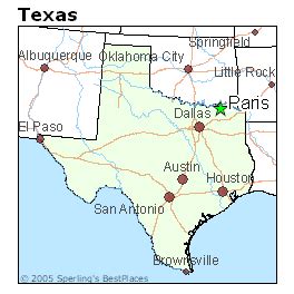 paris texas on texas map