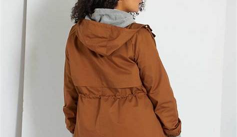 Parka Femme Grande Taille Kiabi Déperlante Col Sherpa Kaki