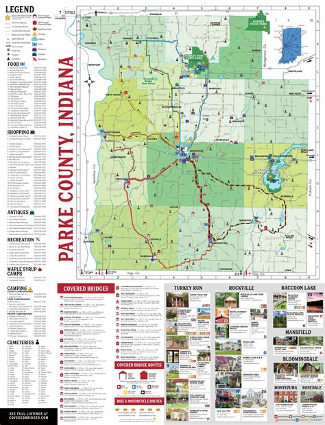 parke county covered bridge map