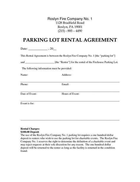 Free Parking Space Lease Agreement Template PDF Word eForms