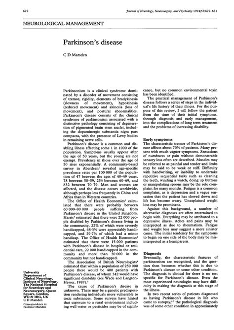 parkinson disease journal articles