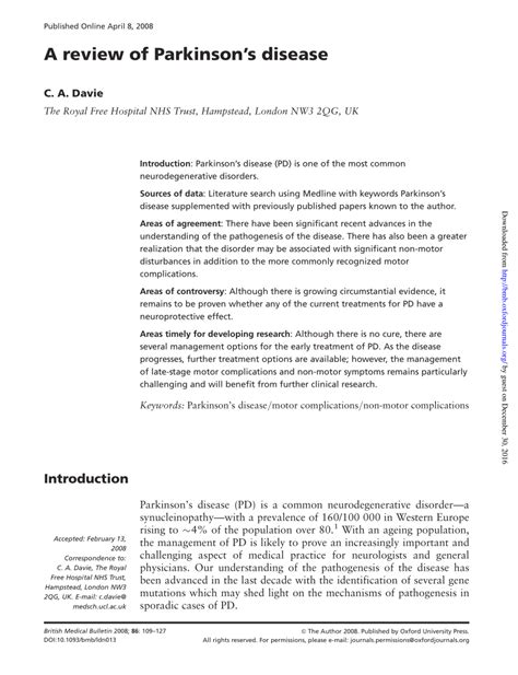 parkinson disease research paper pdf
