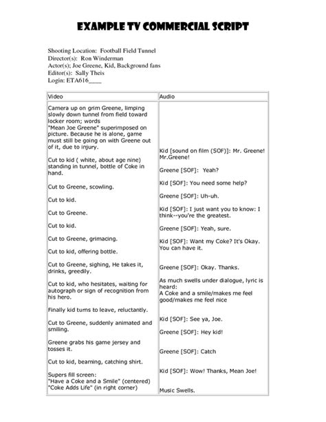 parody script examples