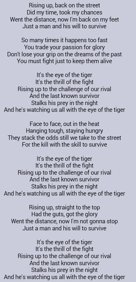 Subject Parole Eye Of The Tiger Ideas