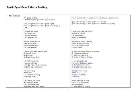 Parole Good Night Black Eyed Peas