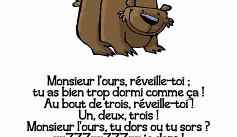 comptine Monsieur l'ours | Comptines, Chansons comptines et Comptine