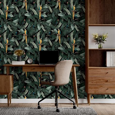 Parrot Wallpaper Bathroom