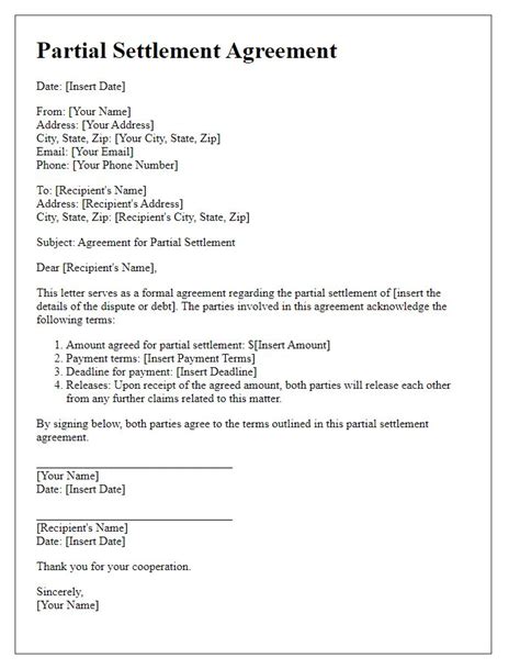 partial settlement letter