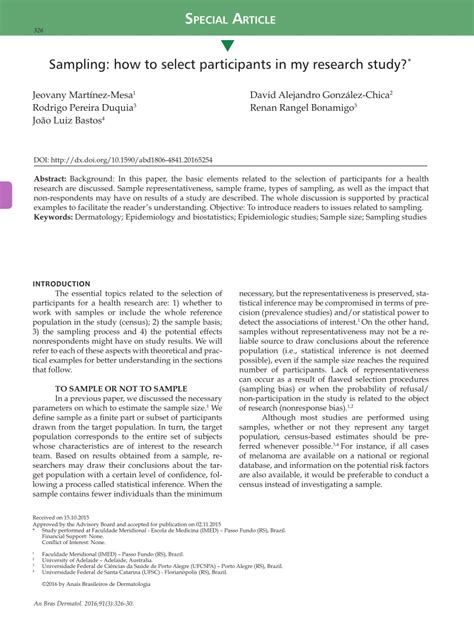 participants and sampling in research example