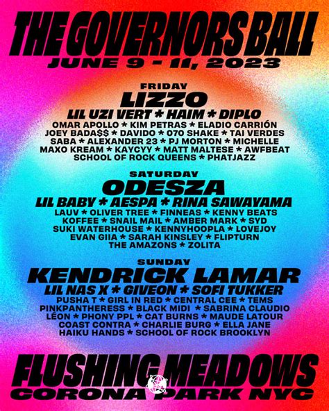 participation lineup for 2023 governors ball
