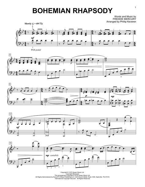 partition piano queen bohemian rhapsody pdf