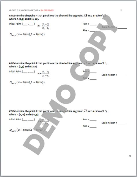 Partitioning A Line Segment Common Core Geometry Homework Answers
