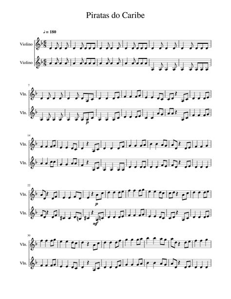 partitura piratas del caribe violin